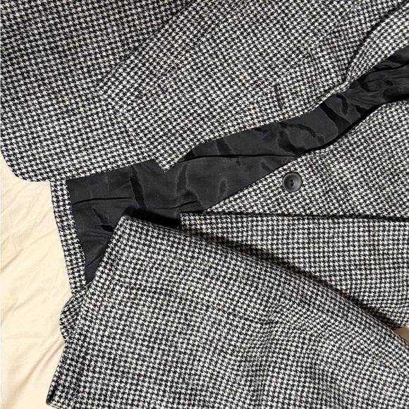 Massimo Dutti Black and White Houndstooth Blazer Wool - Picture 6 of 13